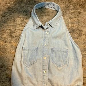 Forever 21 Denim Halter Crop Top